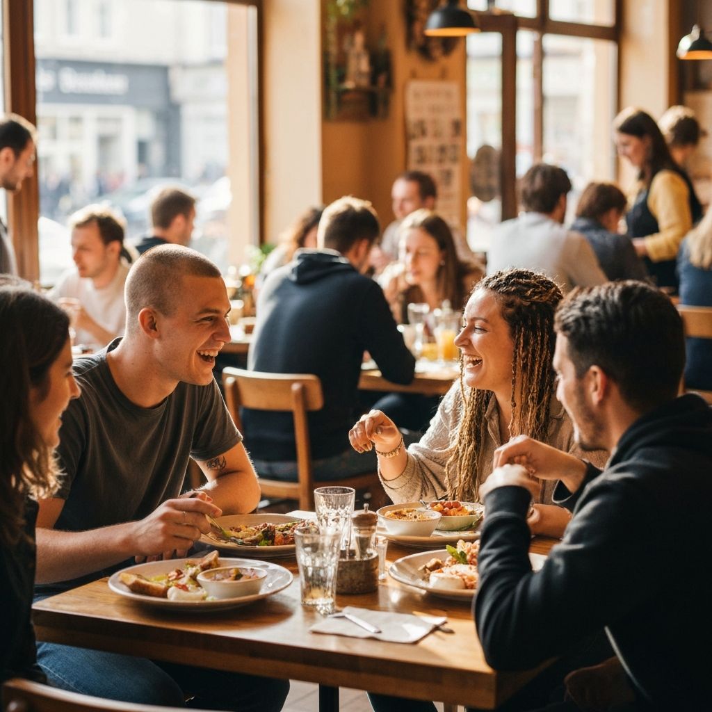 Eating at restaurants or cafes